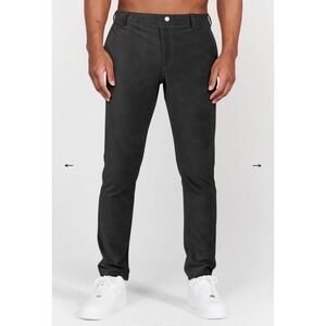 REDVANLY Mens Black Corduroy Stretch Trousers Pants Size Large